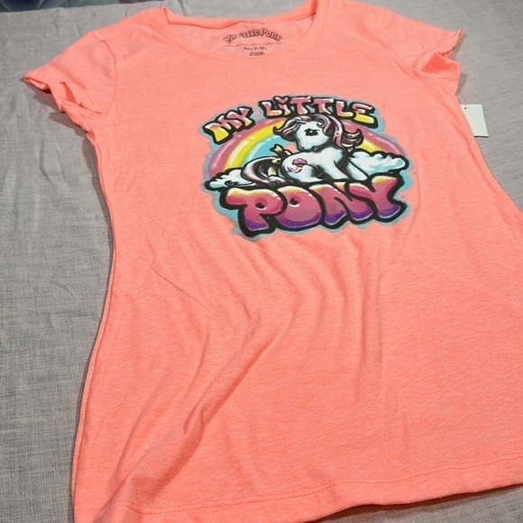 My Little Pony Neon Hot Coral tee retro airbrush pony size medium NEW - Picture 4 of 9